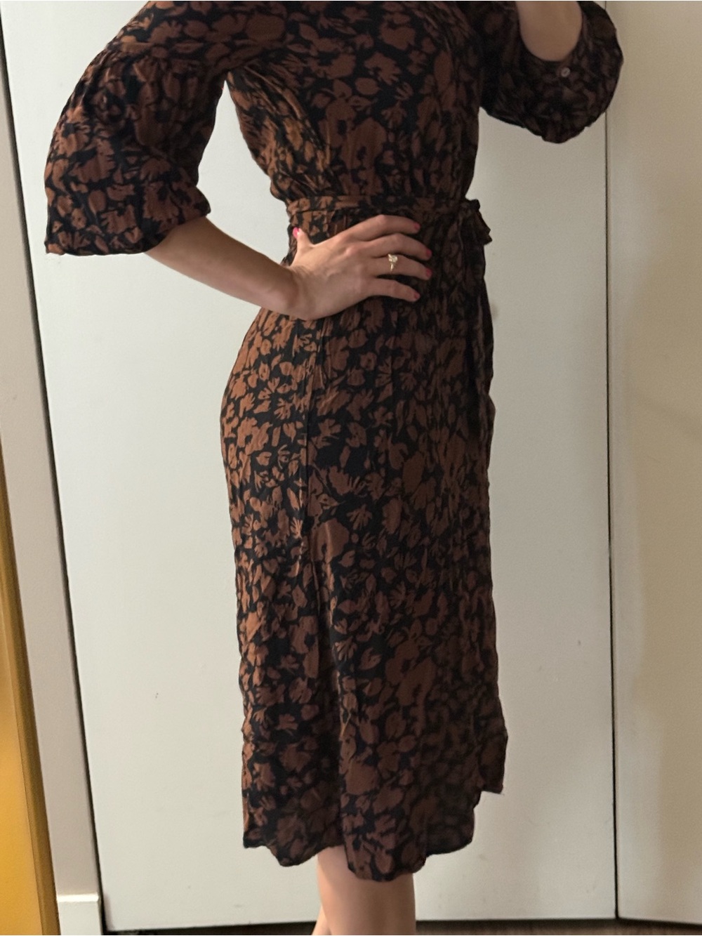 Rails Brown & Black Floral V-Neck Button-Front Dress - Picture 4 of 5